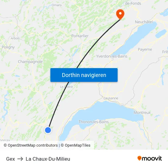 Gex to La Chaux-Du-Milieu map