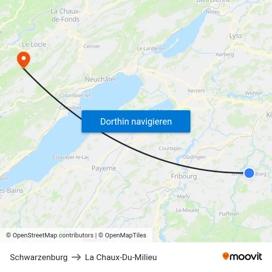 Schwarzenburg to La Chaux-Du-Milieu map