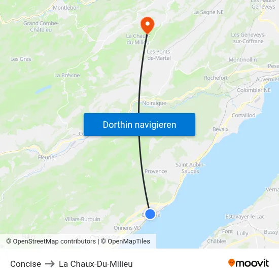 Concise to La Chaux-Du-Milieu map