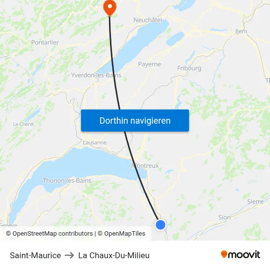 Saint-Maurice to La Chaux-Du-Milieu map