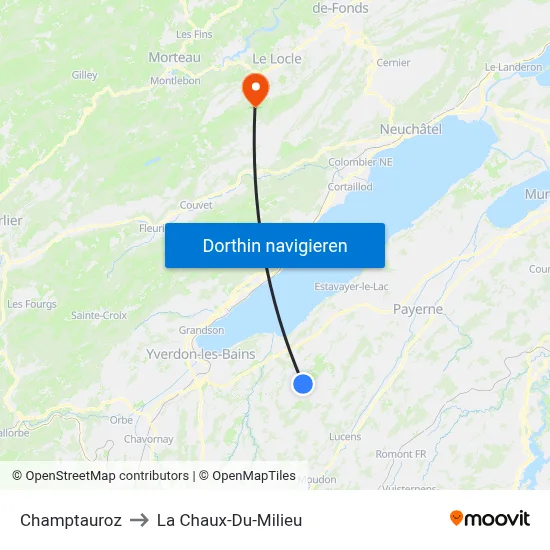 Champtauroz to La Chaux-Du-Milieu map
