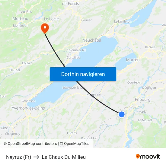 Neyruz (Fr) to La Chaux-Du-Milieu map