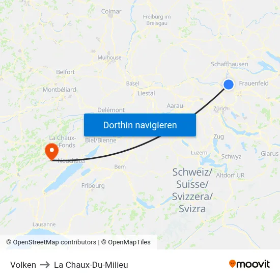 Volken to La Chaux-Du-Milieu map
