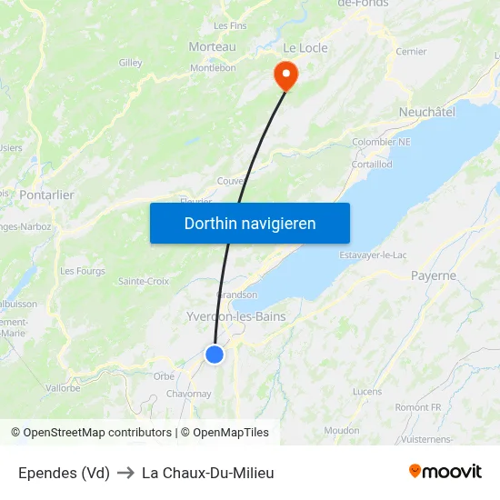 Ependes (Vd) to La Chaux-Du-Milieu map