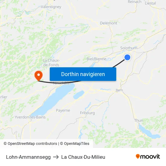 Lohn-Ammannsegg to La Chaux-Du-Milieu map