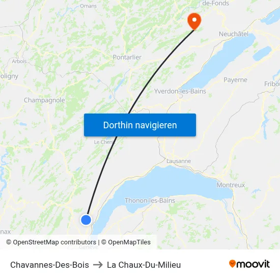 Chavannes-Des-Bois to La Chaux-Du-Milieu map
