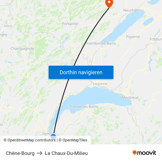 Chêne-Bourg to La Chaux-Du-Milieu map