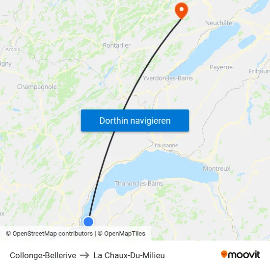 Collonge-Bellerive to La Chaux-Du-Milieu map