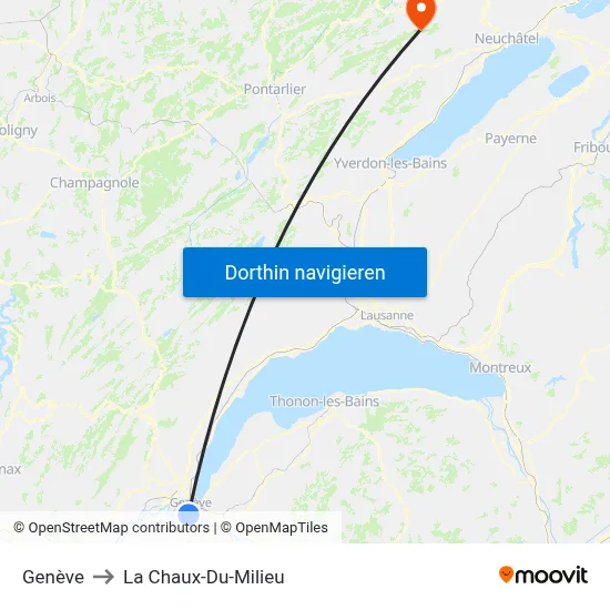 Genève to La Chaux-Du-Milieu map