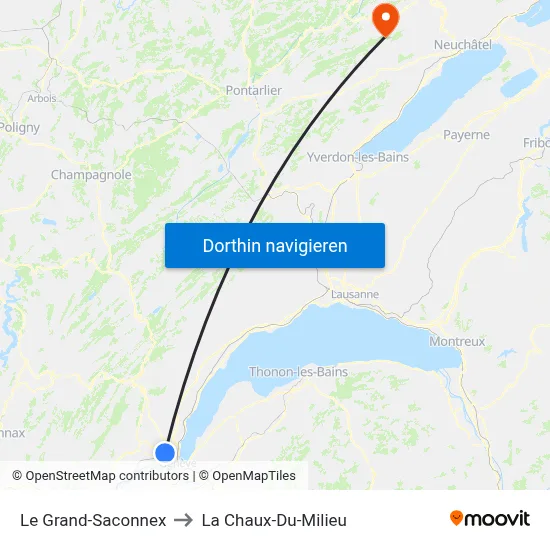 Le Grand-Saconnex to La Chaux-Du-Milieu map