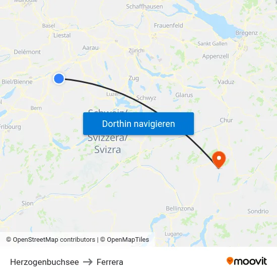 Herzogenbuchsee to Ferrera map