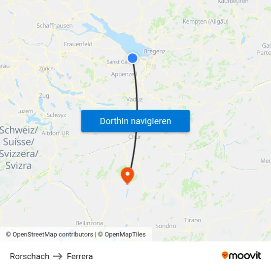 Rorschach to Ferrera map