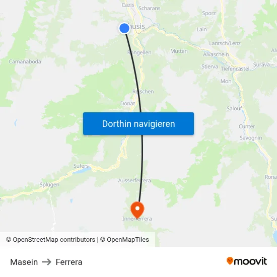 Masein to Ferrera map
