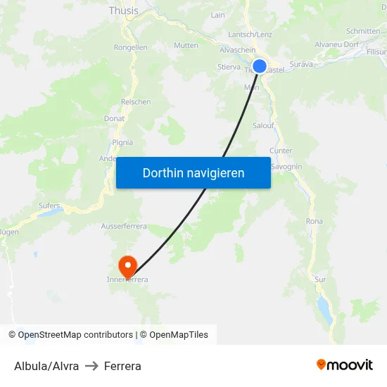 Albula/Alvra to Ferrera map