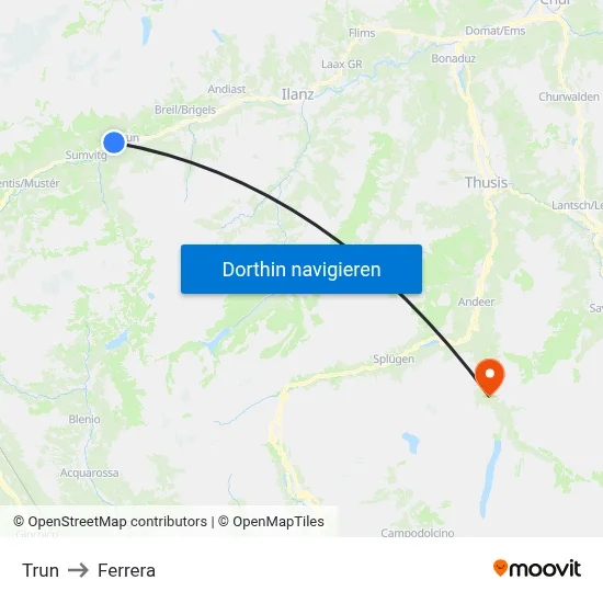Trun to Ferrera map