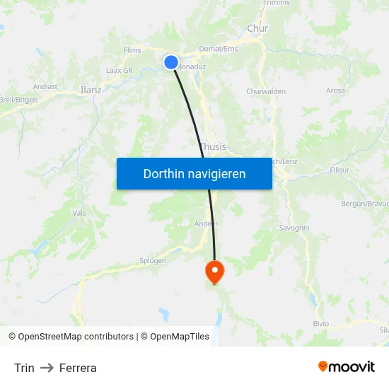Trin to Ferrera map