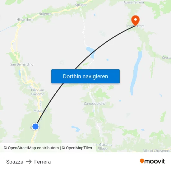 Soazza to Ferrera map