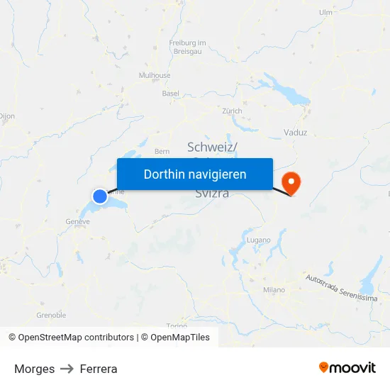 Morges to Ferrera map