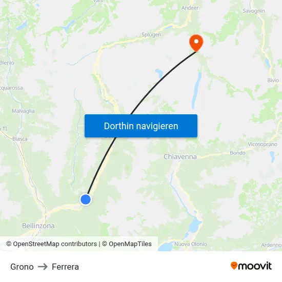 Grono to Ferrera map