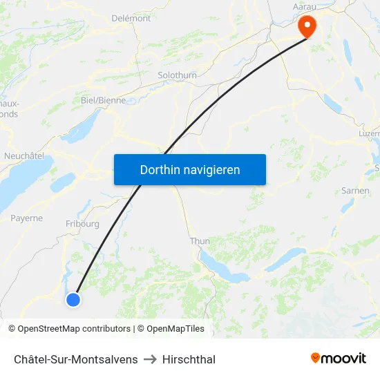 Châtel-Sur-Montsalvens to Hirschthal map