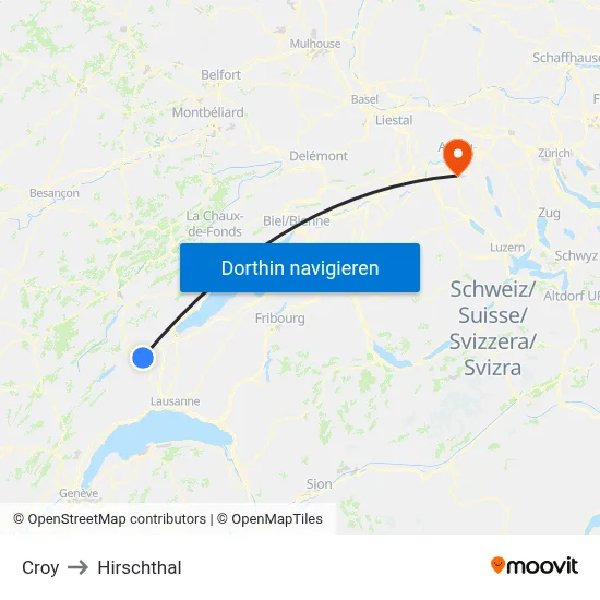 Croy to Hirschthal map