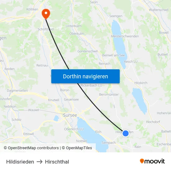 Hildisrieden to Hirschthal map