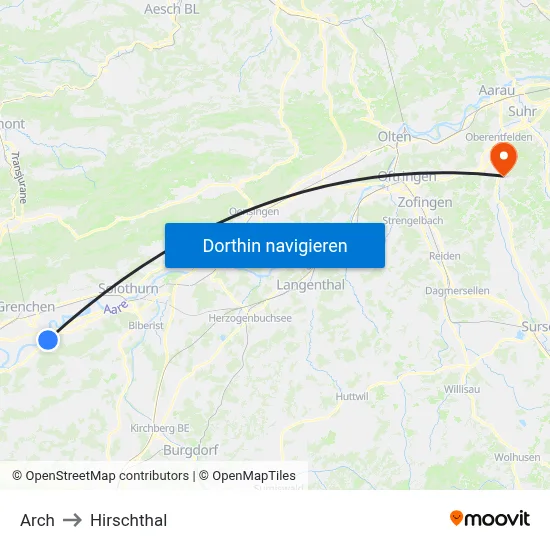 Arch to Hirschthal map