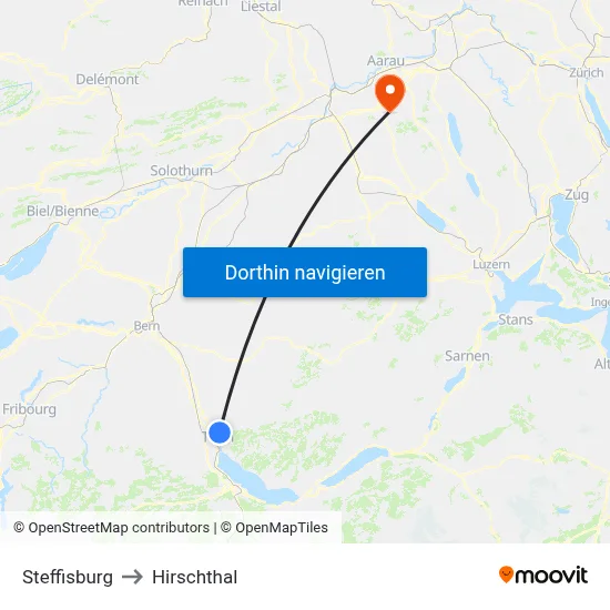 Steffisburg to Hirschthal map