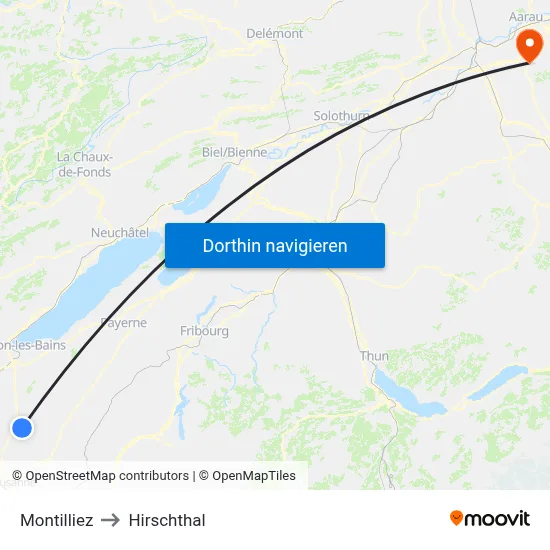 Montilliez to Hirschthal map