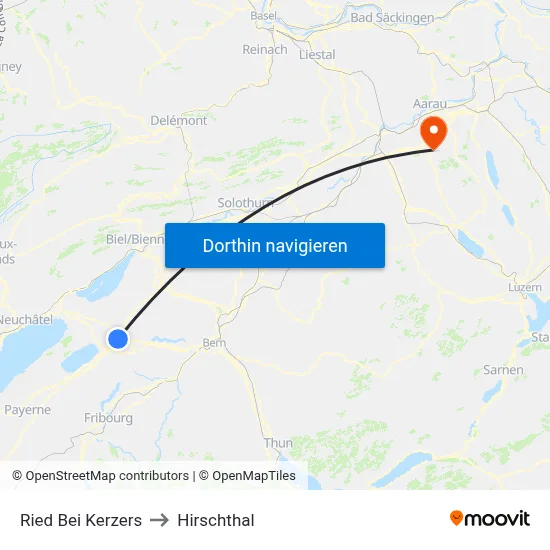 Ried Bei Kerzers to Hirschthal map
