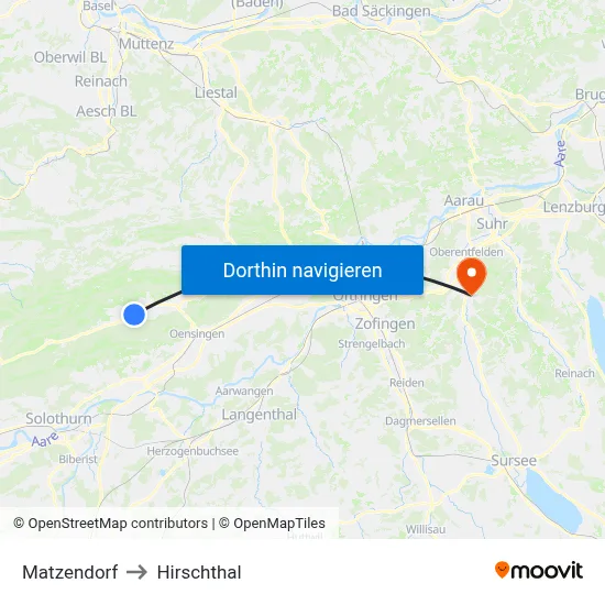 Matzendorf to Hirschthal map
