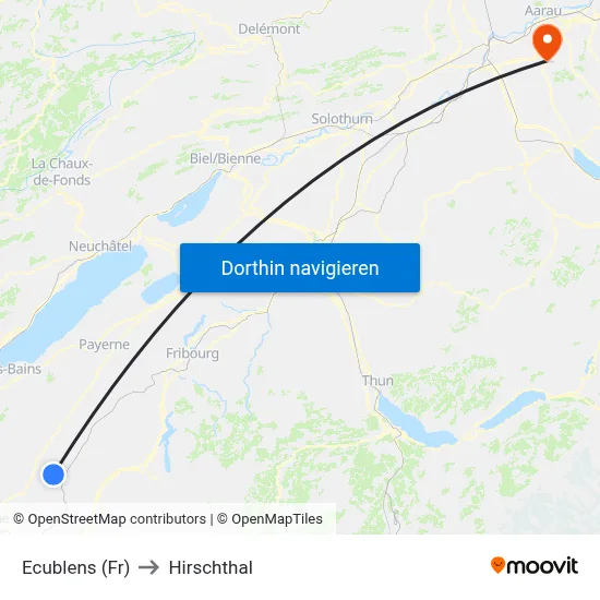 Ecublens (Fr) to Hirschthal map