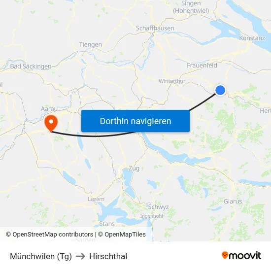 Münchwilen (Tg) to Hirschthal map