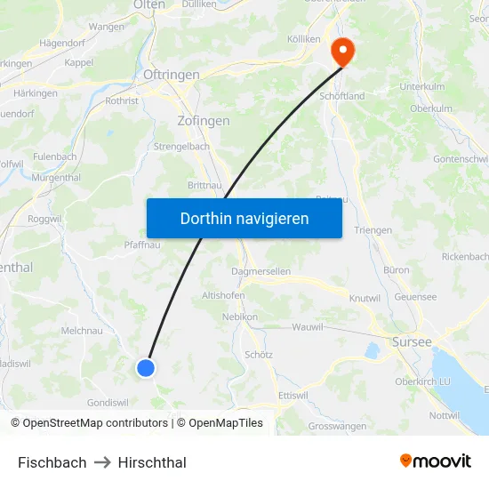 Fischbach to Hirschthal map