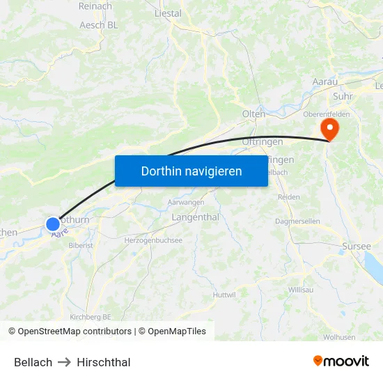 Bellach to Hirschthal map