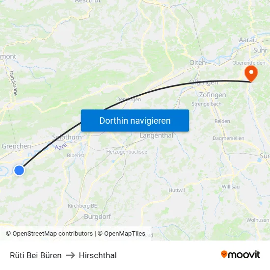 Rüti Bei Büren to Hirschthal map