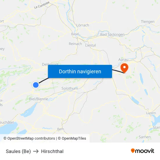 Saules (Be) to Hirschthal map