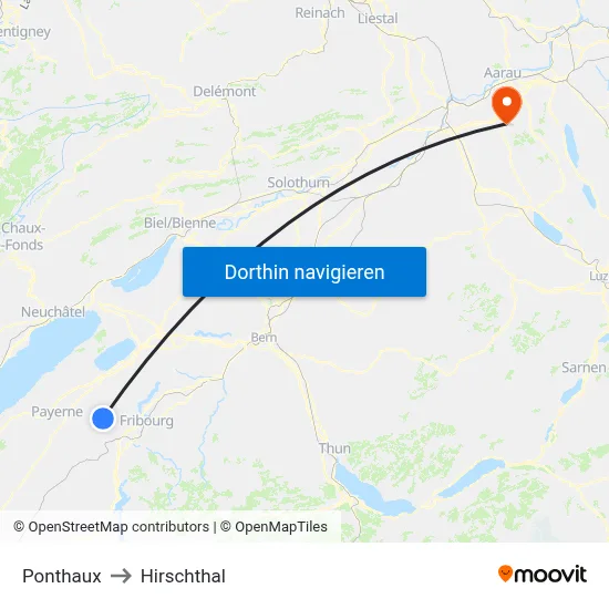 Ponthaux to Hirschthal map