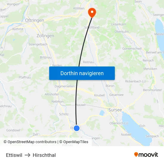 Ettiswil to Hirschthal map