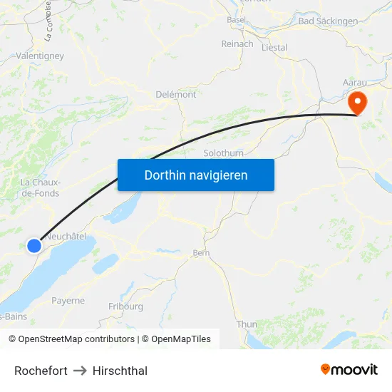 Rochefort to Hirschthal map
