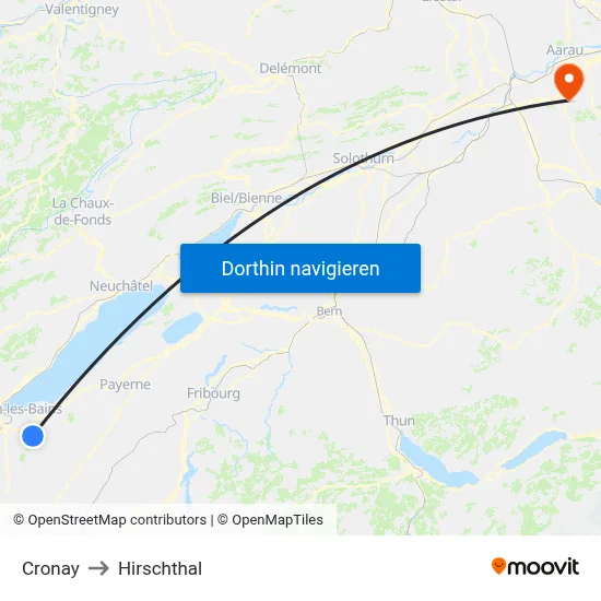 Cronay to Hirschthal map