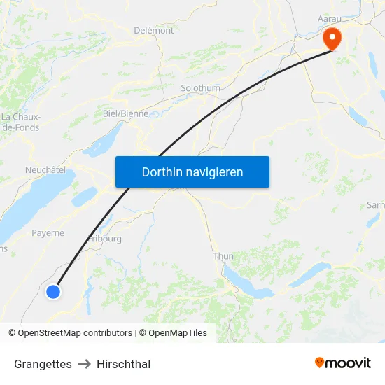 Grangettes to Hirschthal map