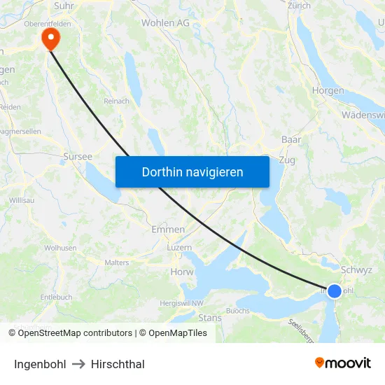 Ingenbohl to Hirschthal map