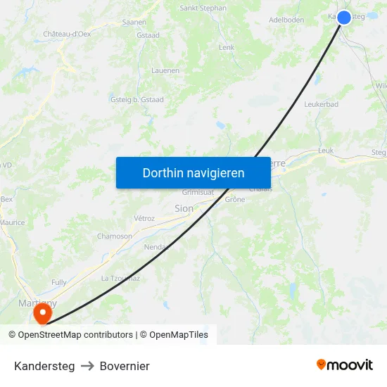 Kandersteg to Bovernier map