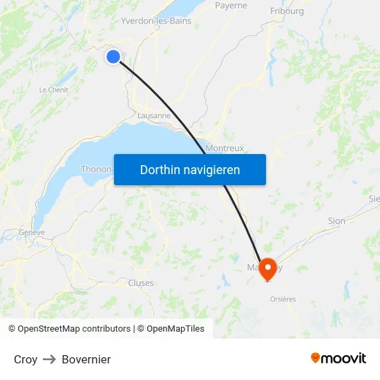 Croy to Bovernier map