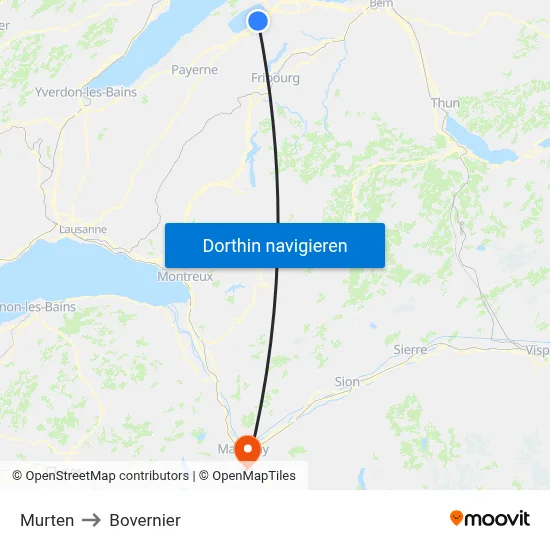 Murten to Bovernier map