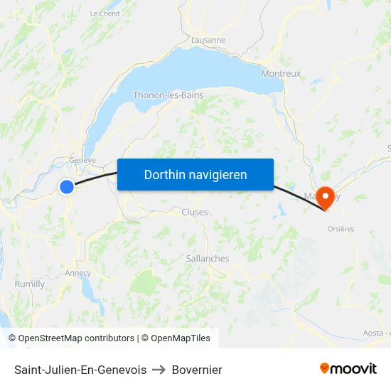 Saint-Julien-En-Genevois to Bovernier map