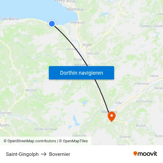 Saint-Gingolph to Bovernier map