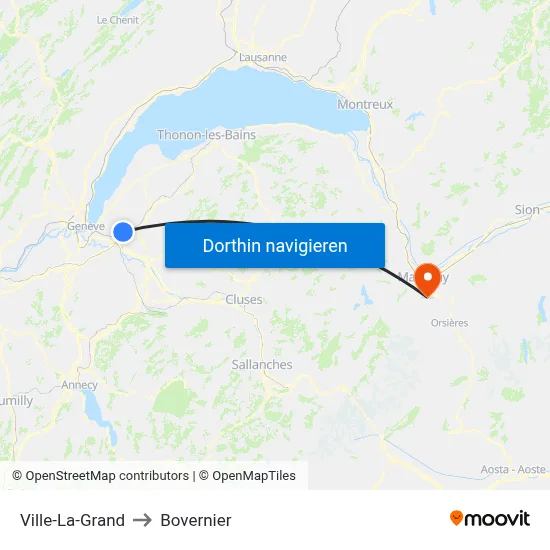 Ville-La-Grand to Bovernier map