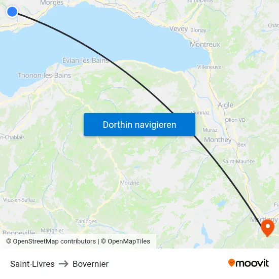 Saint-Livres to Bovernier map